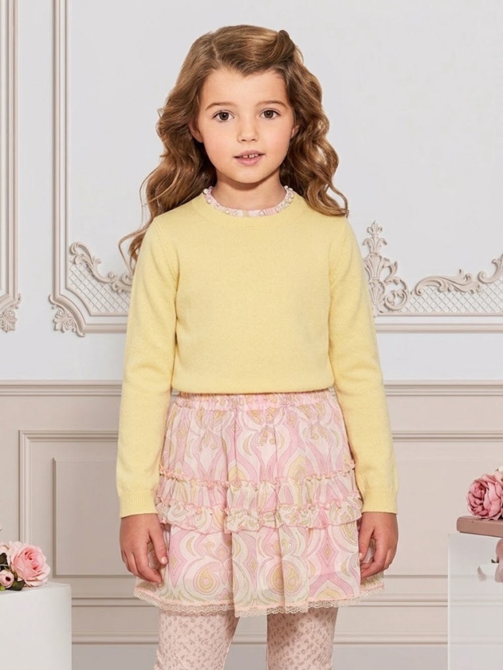 Vintage Girl’s Hannah Banana Light Pink Skirt Sz 8 Emilio Pucci Style Tiered